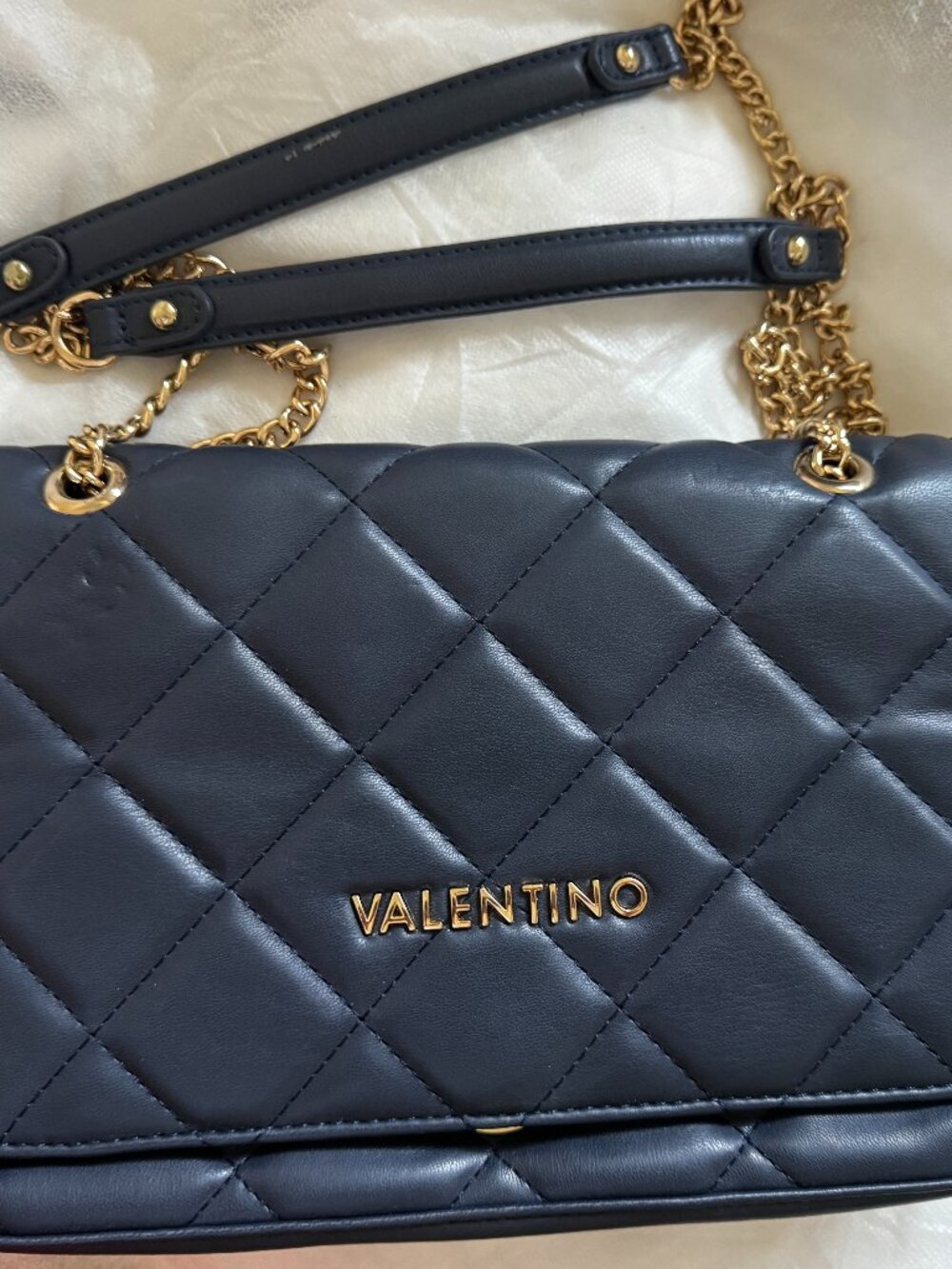 Mario Valentino Quilted Leather Chain Crossbody Bag